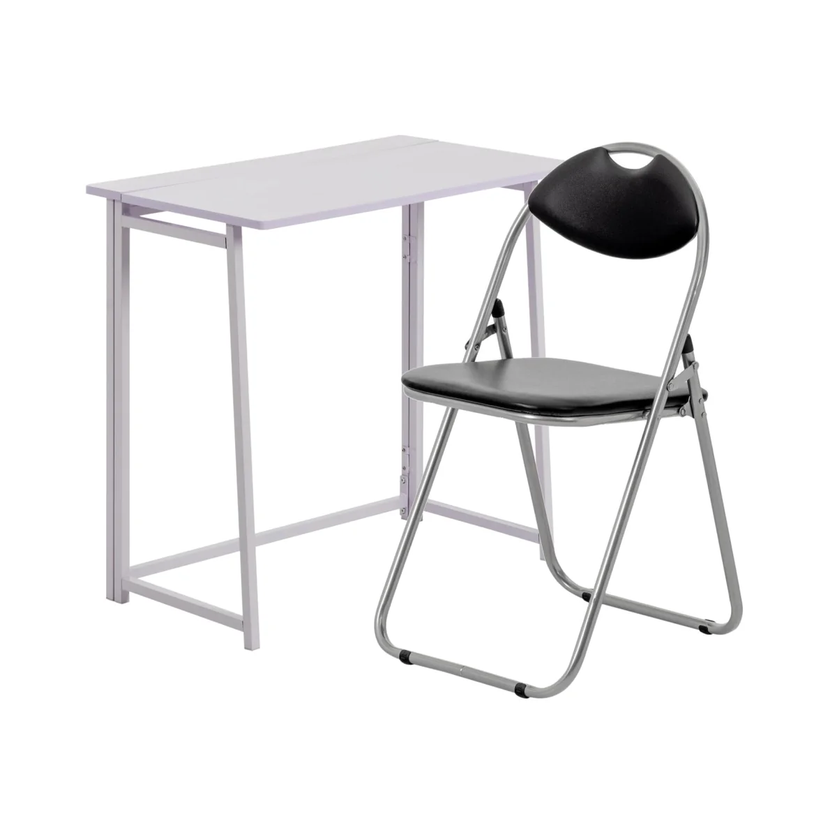 Deluxe Folding Wooden Desk & Chair Set - Lilac/Black - Lilac/Black – image 1