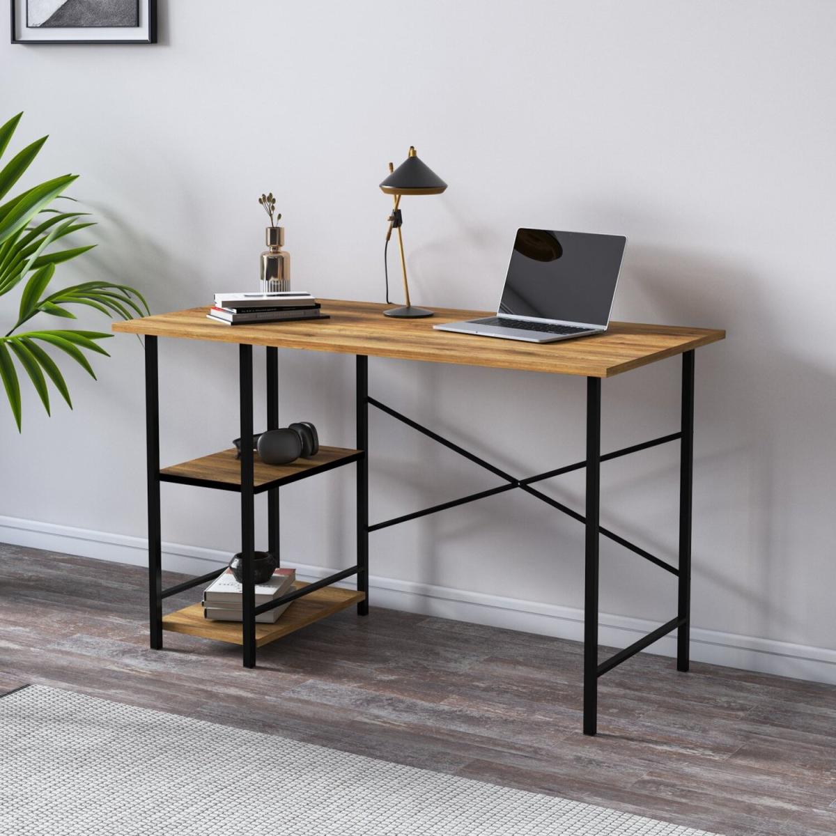 Multi 120cm W Study Desk With Shelves by Ruumstore - Pine – image 4