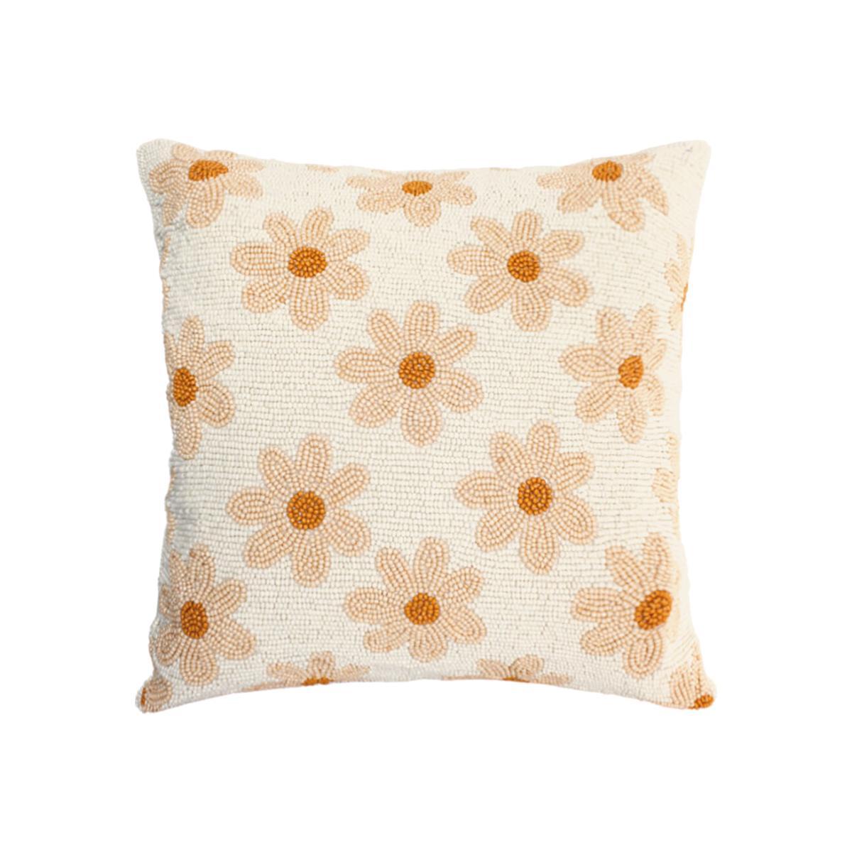 À la - Daisies Beaded Cushion - Crème – image 1
