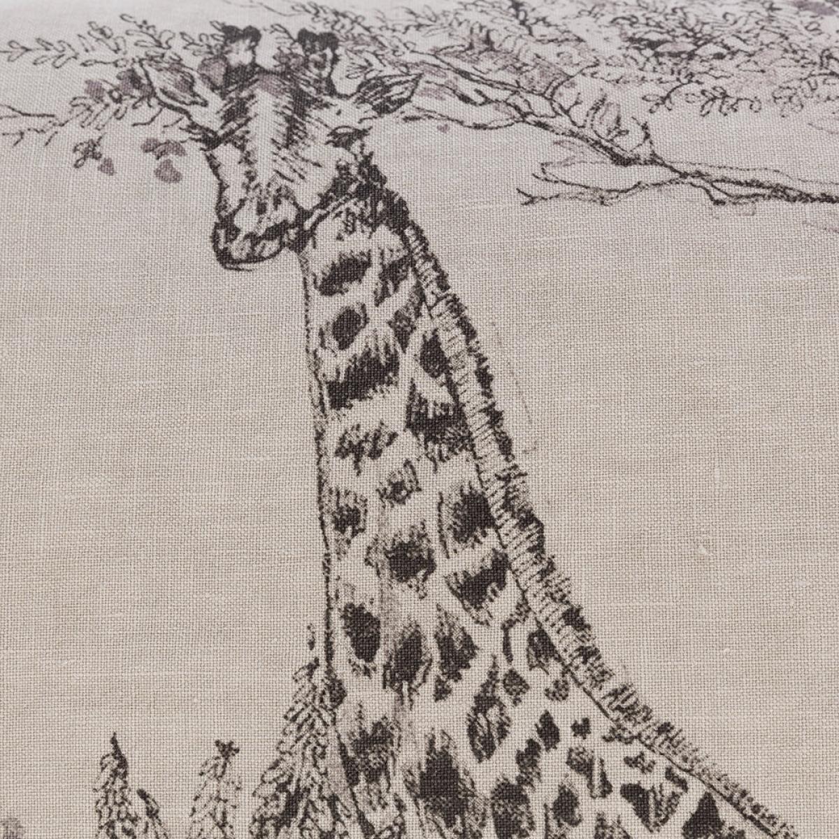 Lo De Manuela - Washed Linen Toile de Jouy Giraffe Cushion- Beige - 65x65cm – image 5
