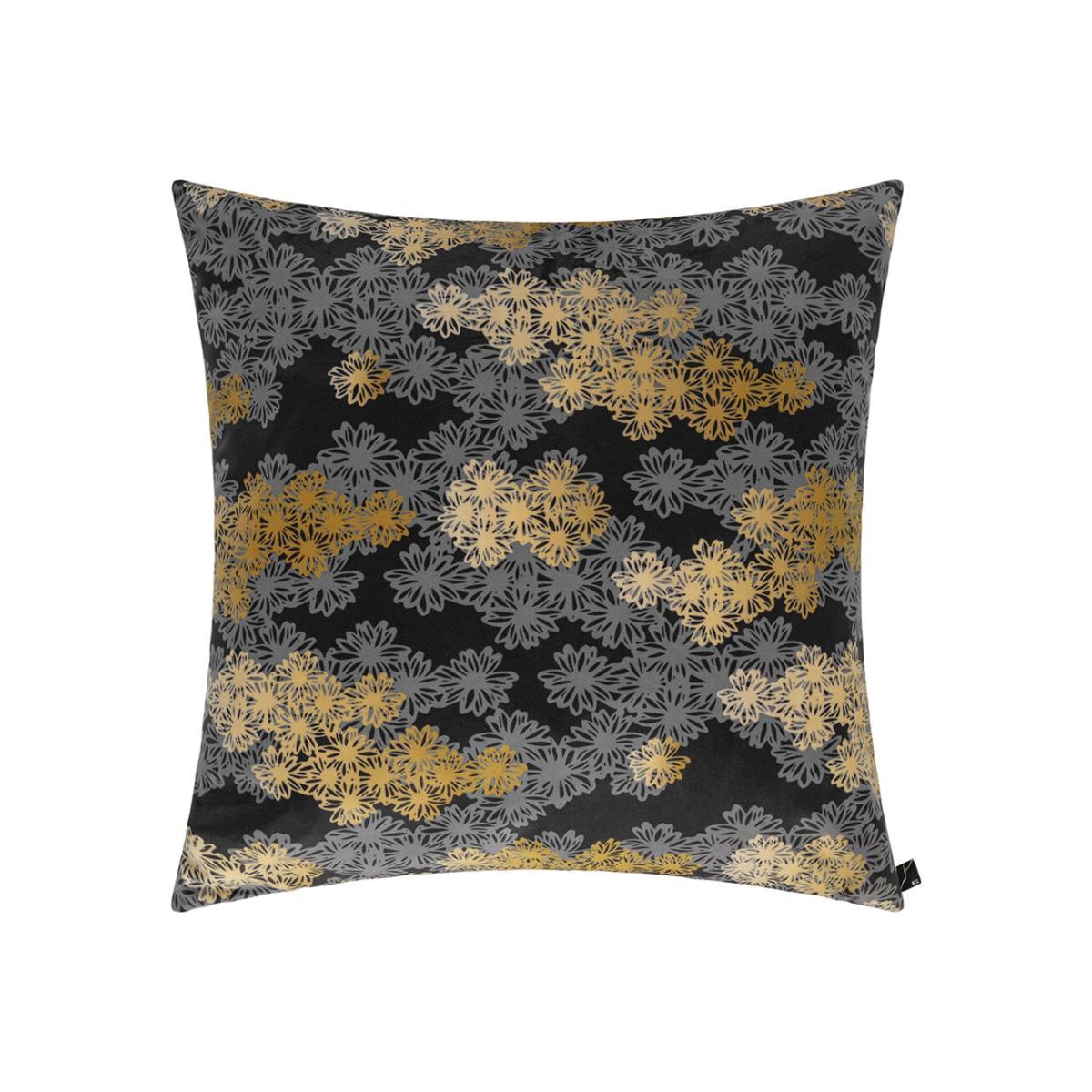 K3 Design by Kenzo Takada - Hana Kiriko Velvet Flowers Cluster Cushion - Black/Gold – image 1