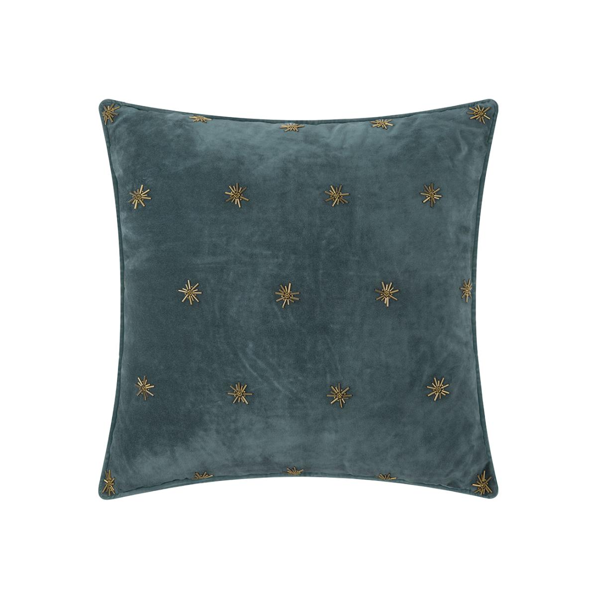 Joanna Buchanan - Embroidered Velvet Star Cushion - 50x50cm - Dark Grey