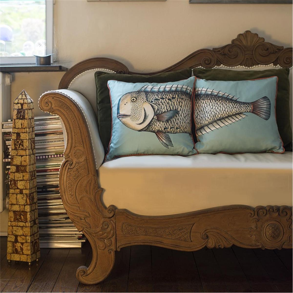 Grande Pesce Silk Reversible Cushion - Set of Two – image 2
