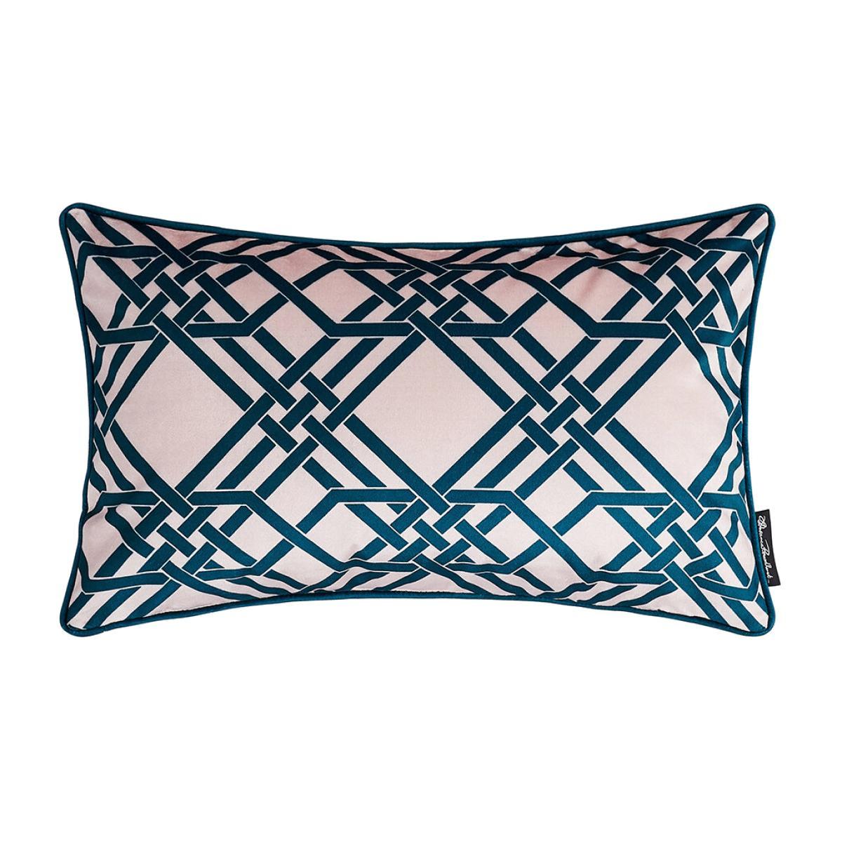 Florence Broadhurst - Pagoda Velvet Cushion - 50x30cm - Green & Blush – image 1