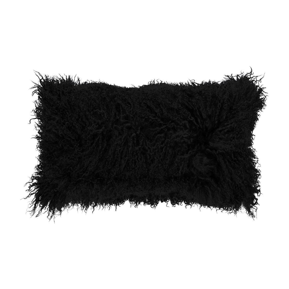 Essentials - Tibetan Sheepskin Cushion - 28x56cm - Black – image 1