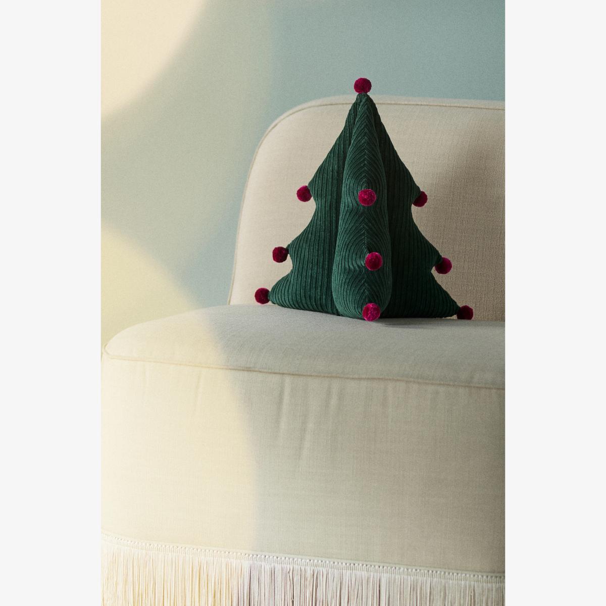 Aldea Corduroy Pom Pom Shaped Tree Cushion – image 1