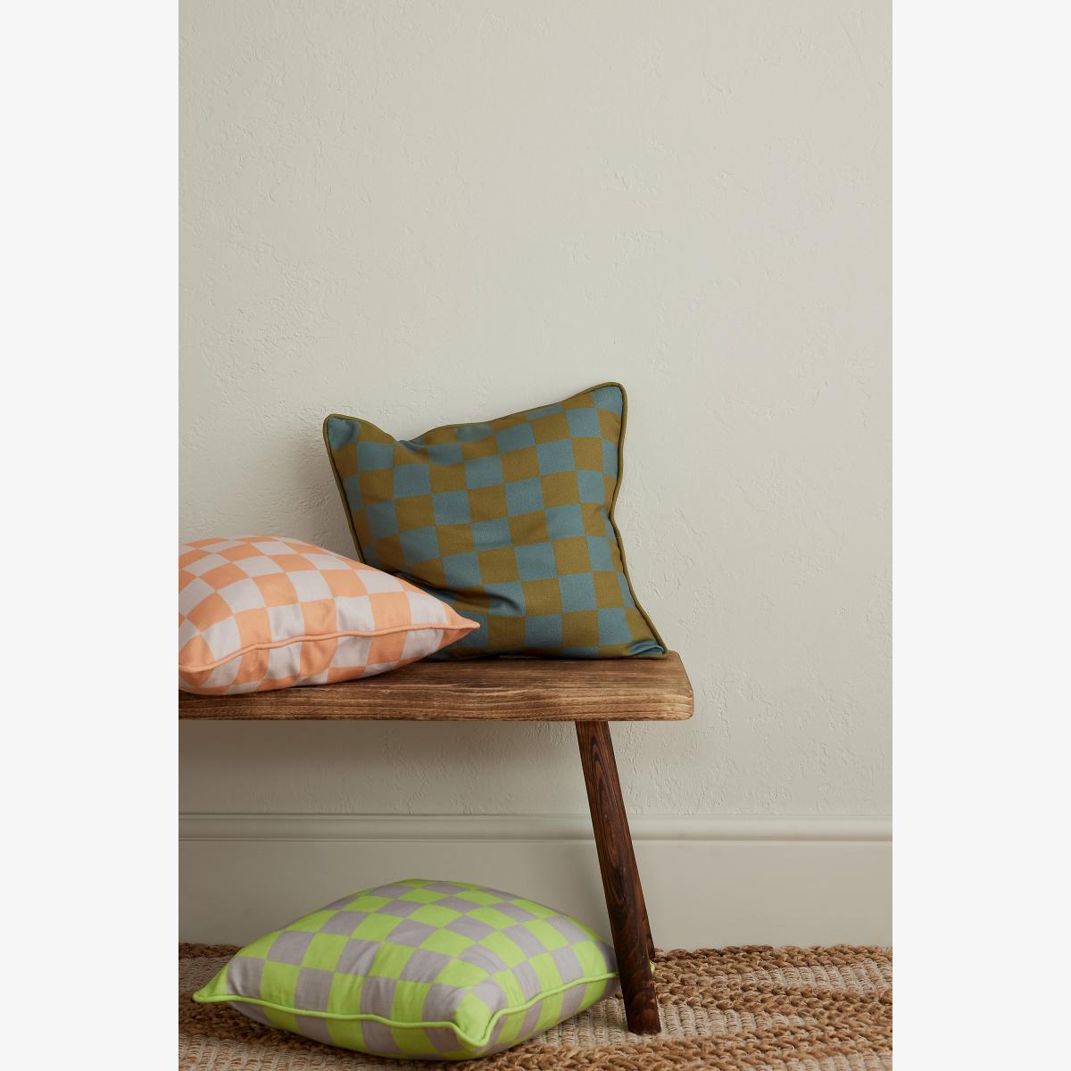 Colours of Arley Green Check Square Cushion – image 1