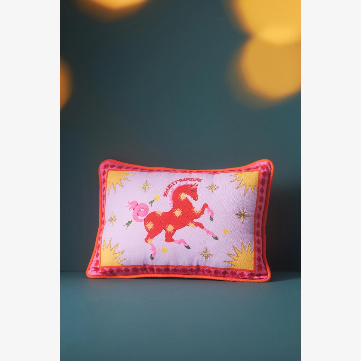 Lou Benesch Stargazer Cotton Embroidered Mini Zodiac Cushion – image 1