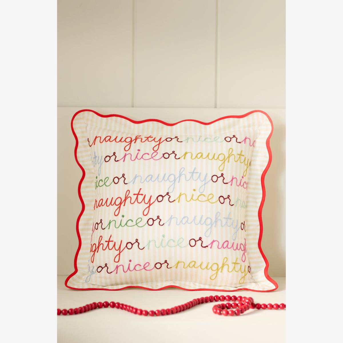 Marlise Embroidered Cotton Holiday Cushion – image 1