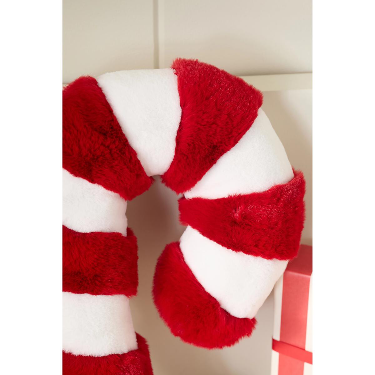 Faux-Fur Candy Cane-Shaped Cushion – image 2