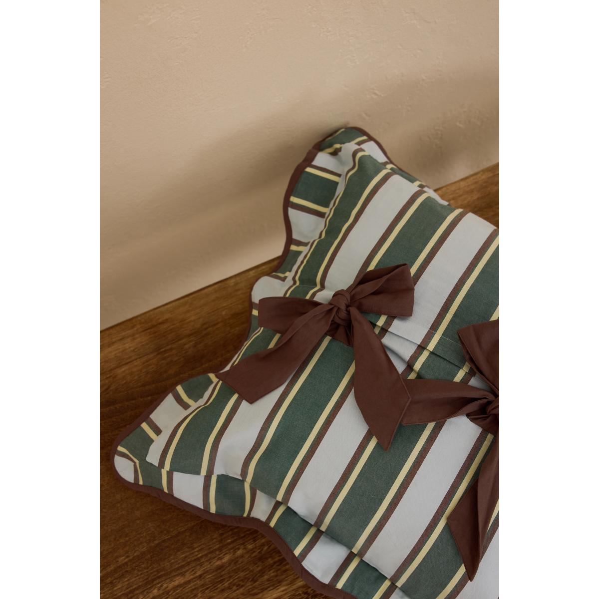 TBCo Blue Stripe Bow Square Cushion – image 2