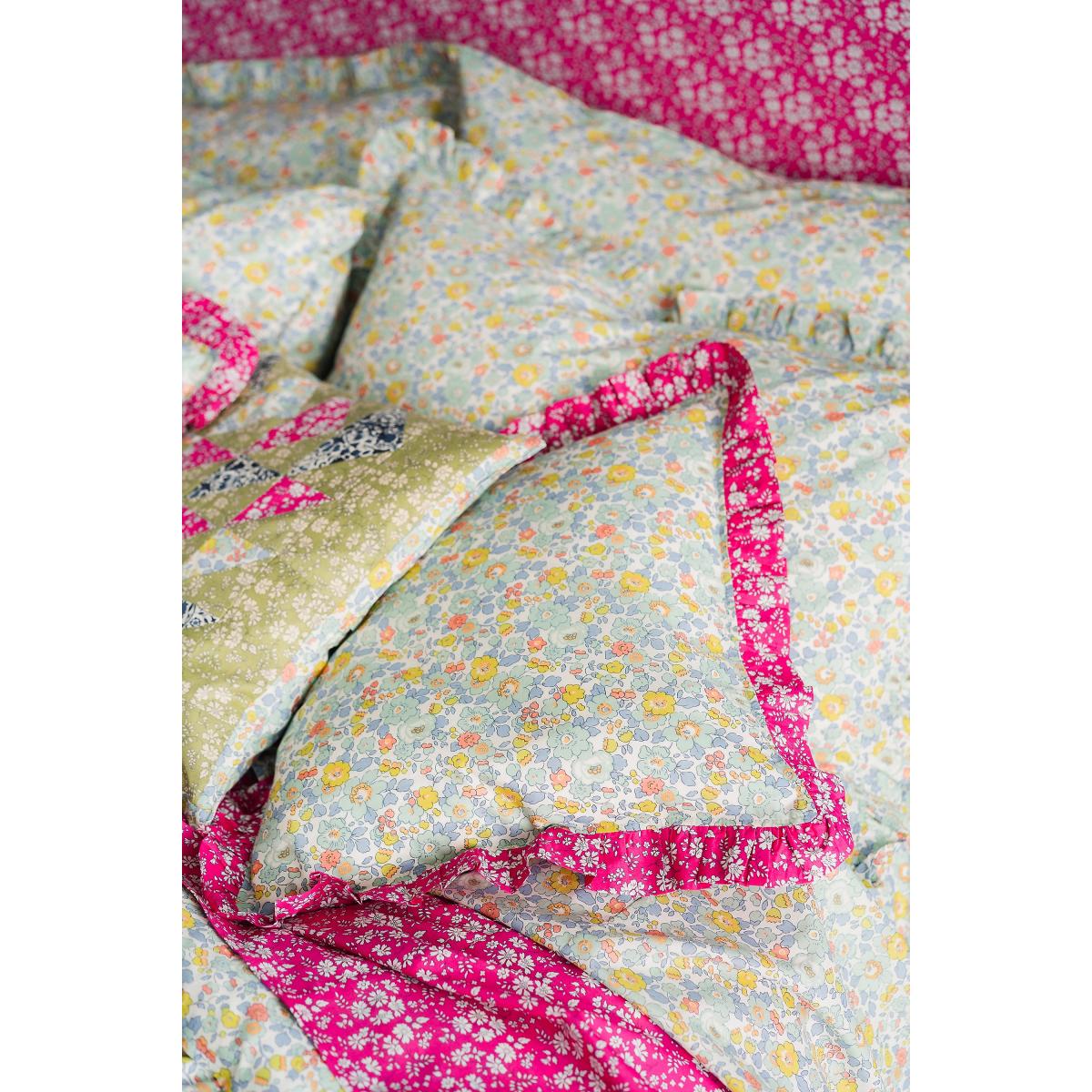 Coco & Wolf Betsy Sage & Capel Fuchsia Ruffle Square Cushion – image 2