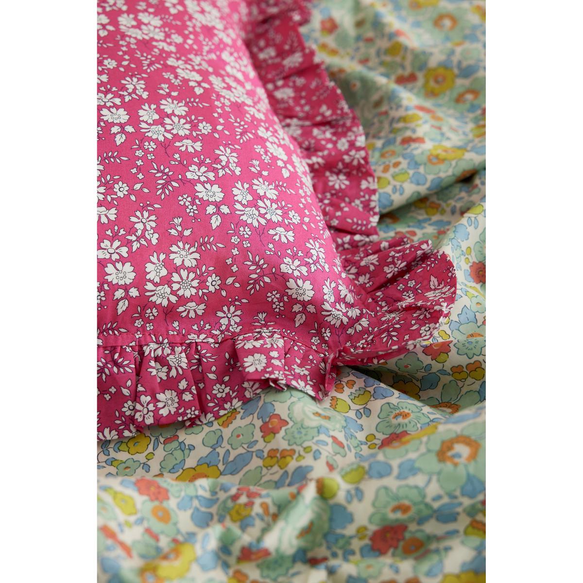 Coco & Wolf Betsy Sage & Capel Fuchsia Ruffle Square Cushion – image 3