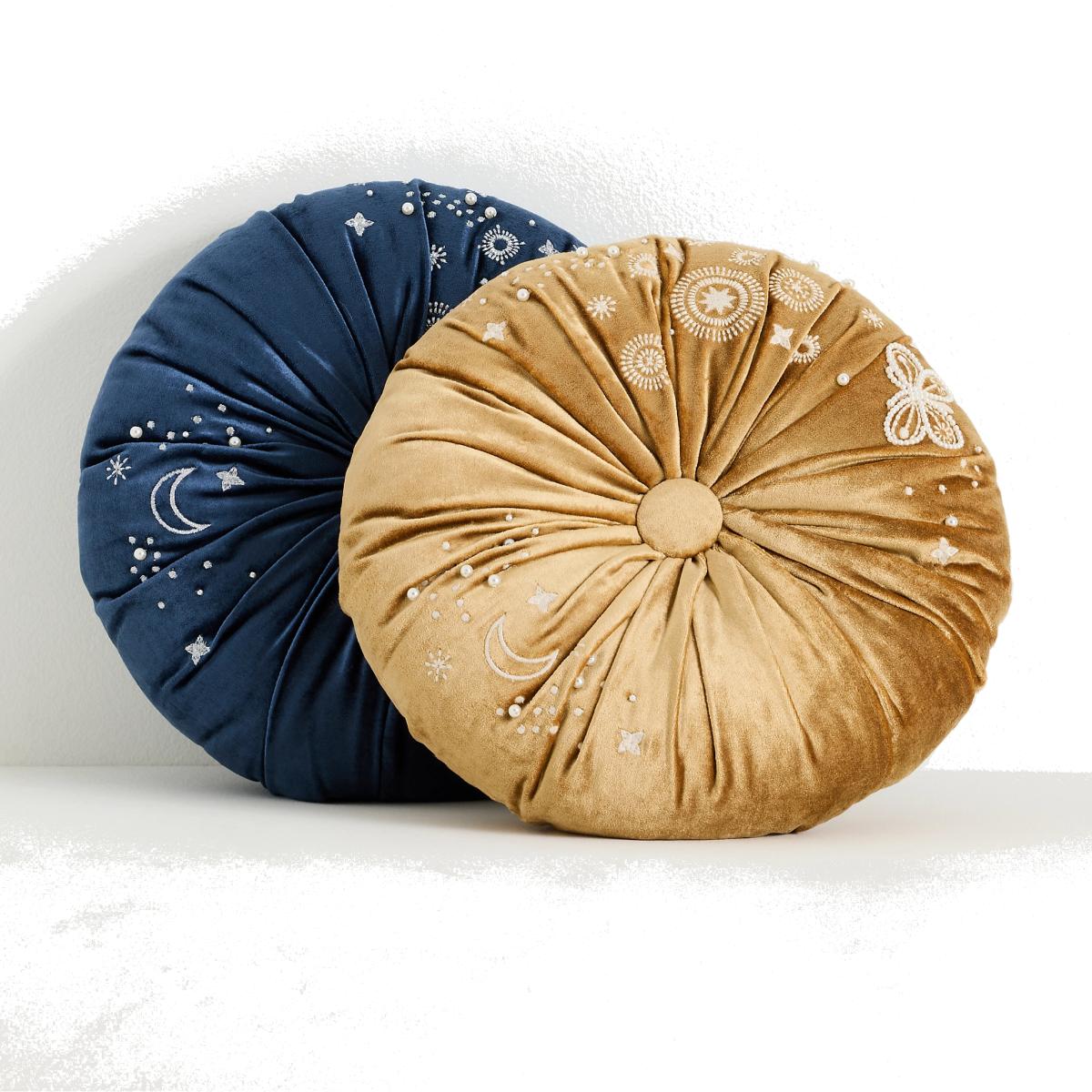 Clara Embroidered Velvet Cushion – image 1