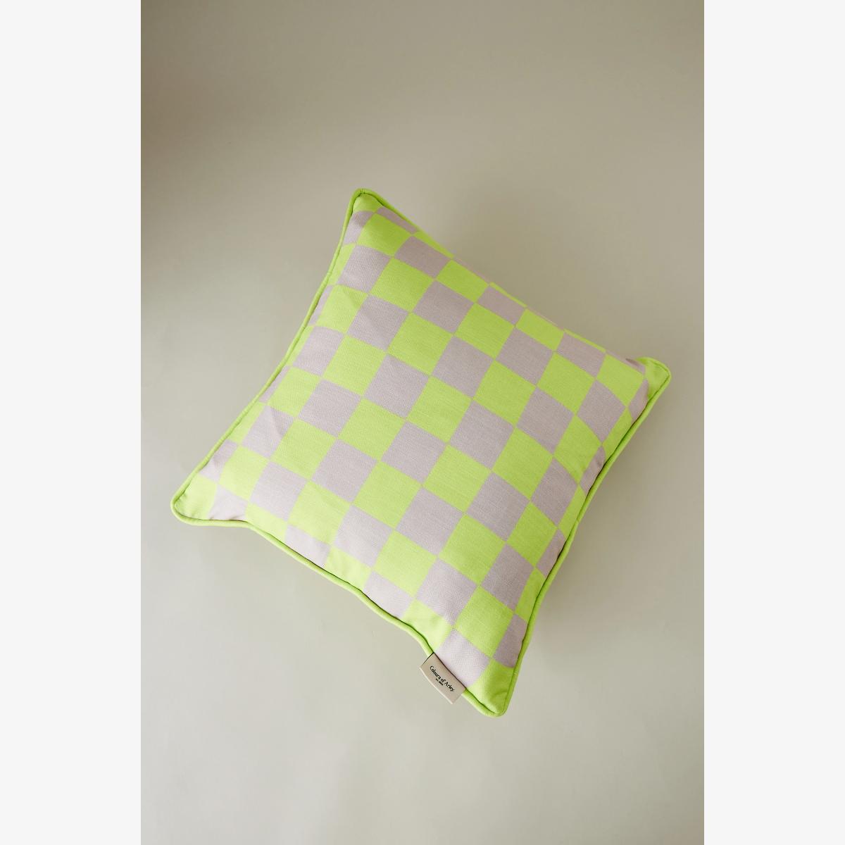 Colours of Arley Lime Check Cushion – image 1