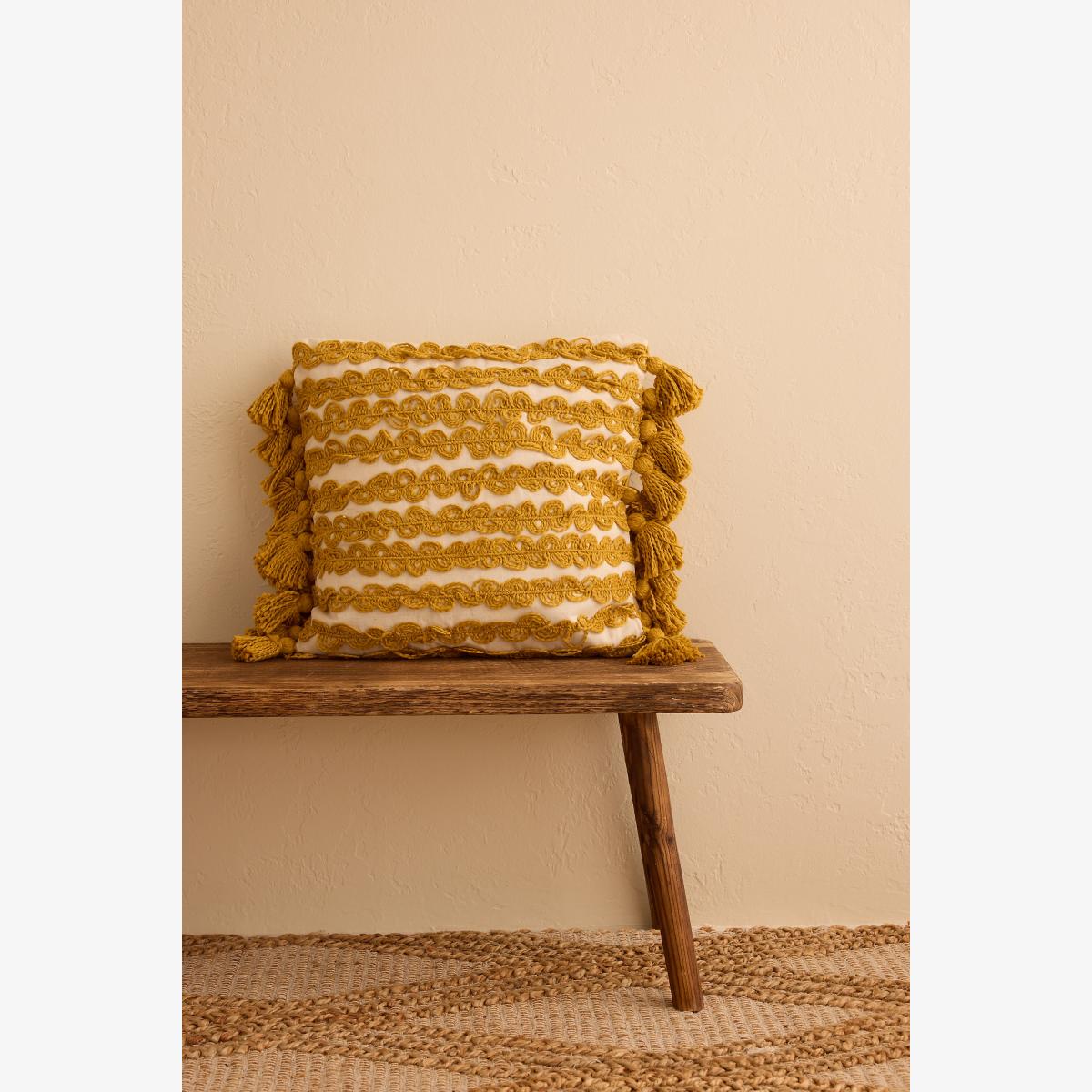 Stripe & Tassel Cushion – image 1