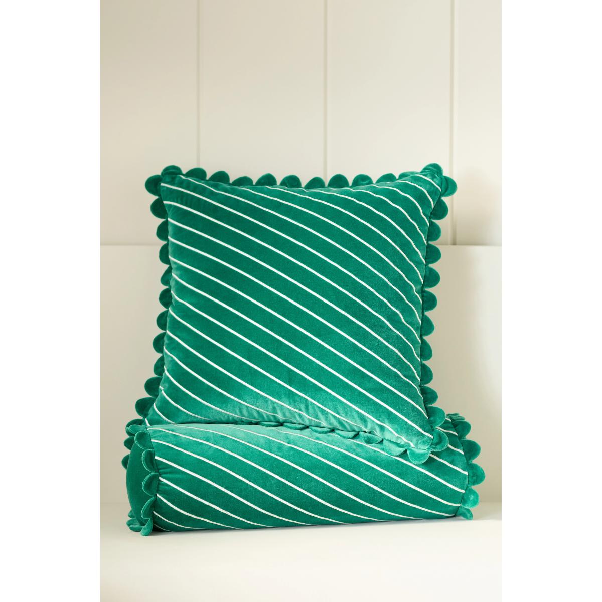 Cotton Velvet Striped Cushion – image 2