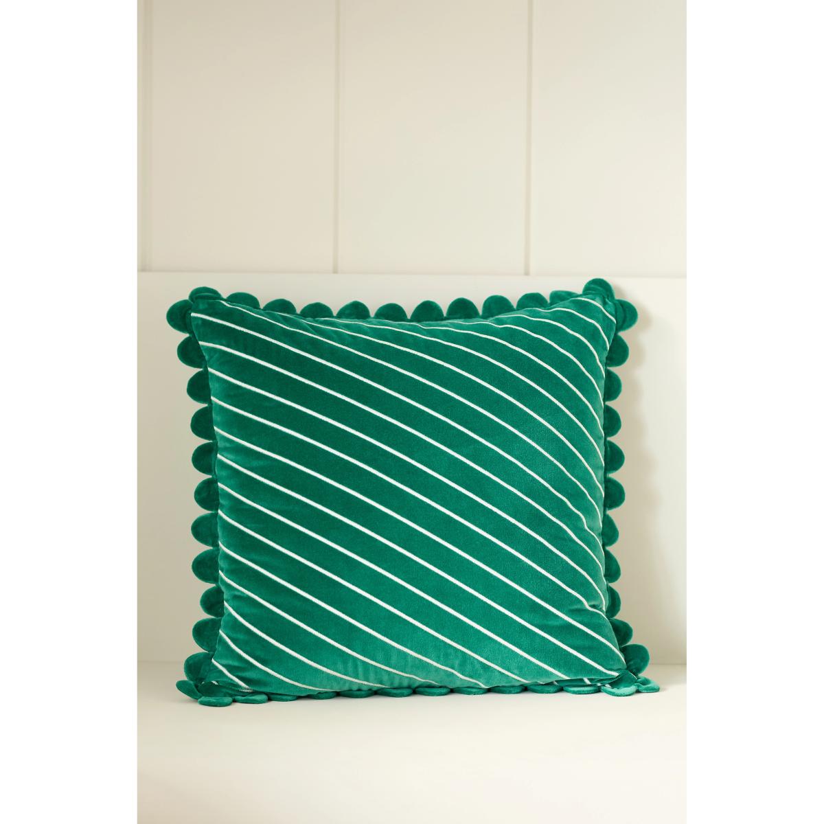 Cotton Velvet Striped Cushion – image 3
