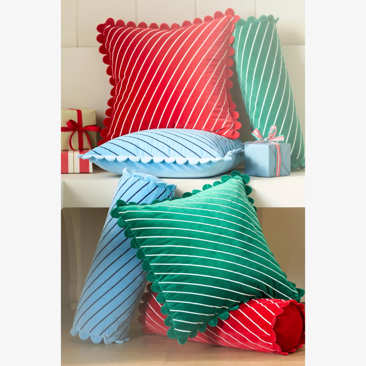 Cotton Velvet Striped Cushion – image 1