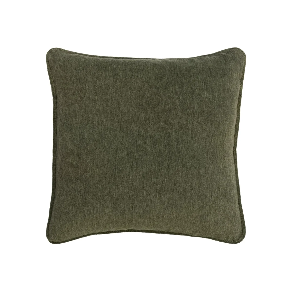 Cinema Olive, Sustainable Feather, Cushion, 55cm x 55cm - Andrew Martin Velvet Plain
