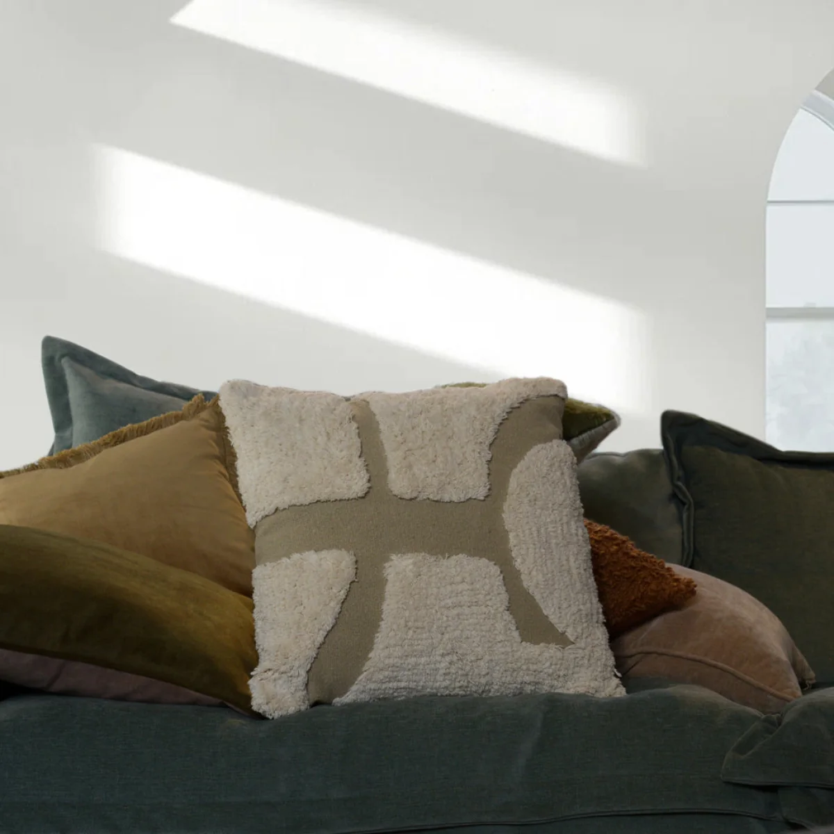 Cream & Sand Two Tone Cushion – image 2