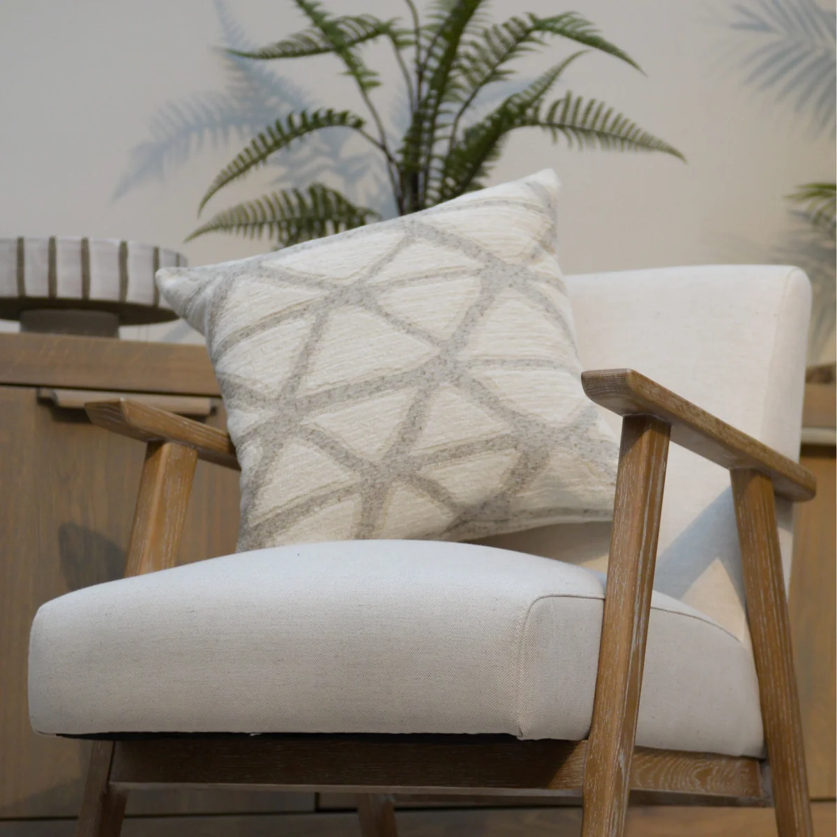 Sand & Cream Triangle Wave Cushion – image 2