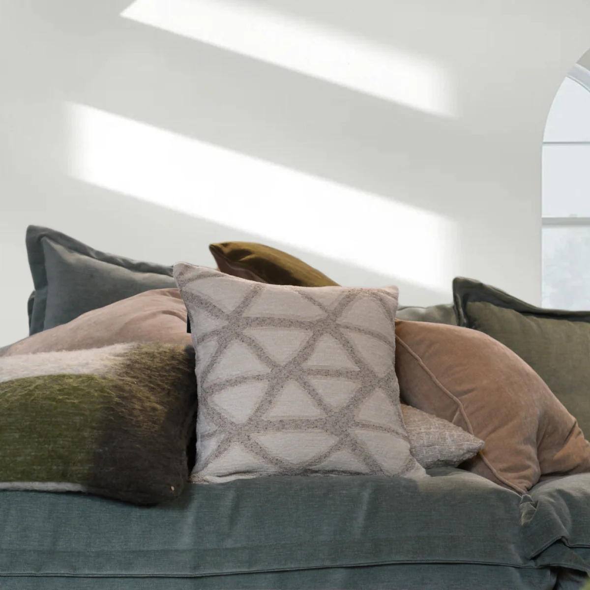 Sand & Cream Triangle Wave Cushion – image 1