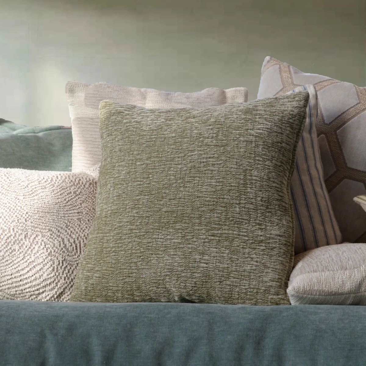 Textured Cushion, Green – image 1
