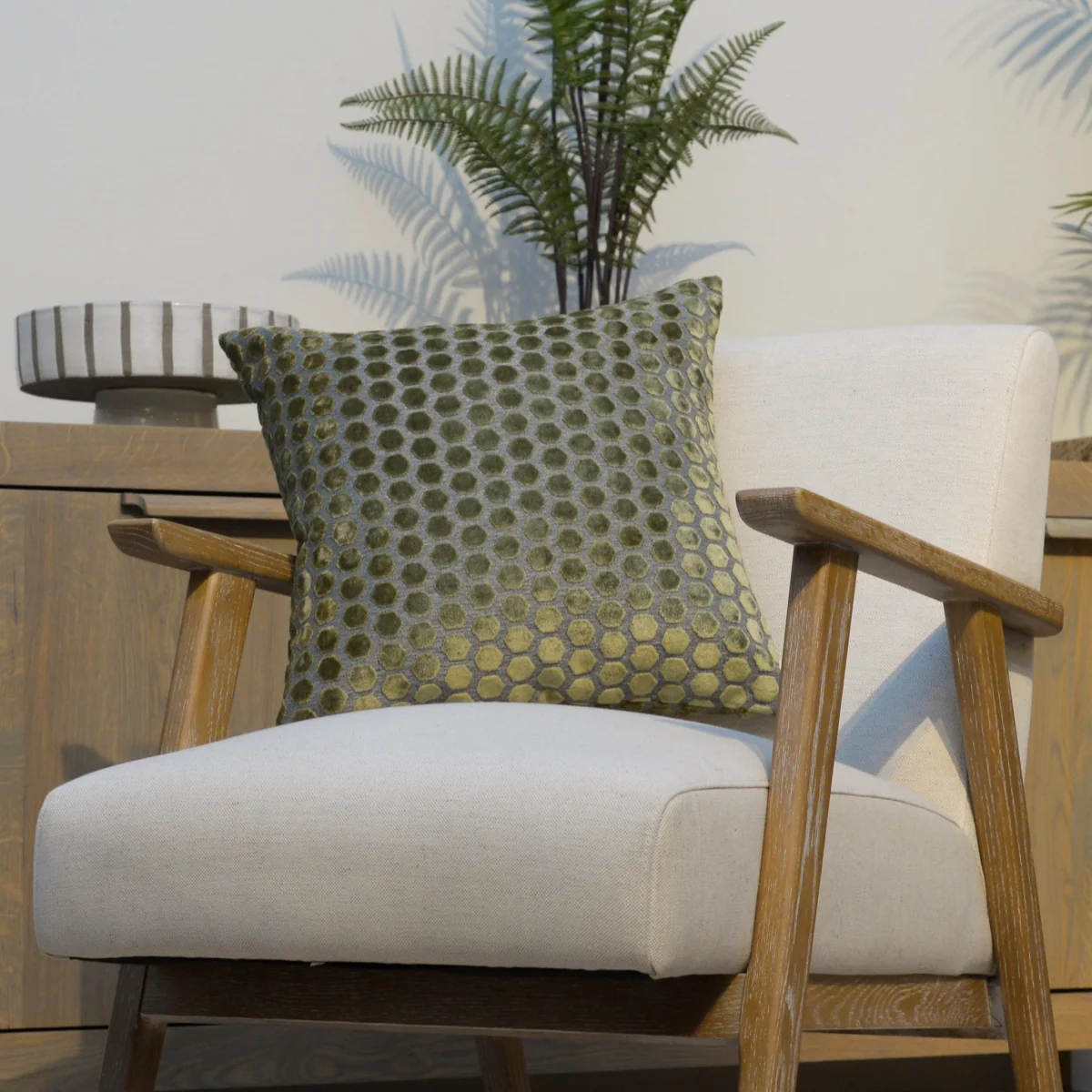 Hex Cut Cushion, Green – image 2