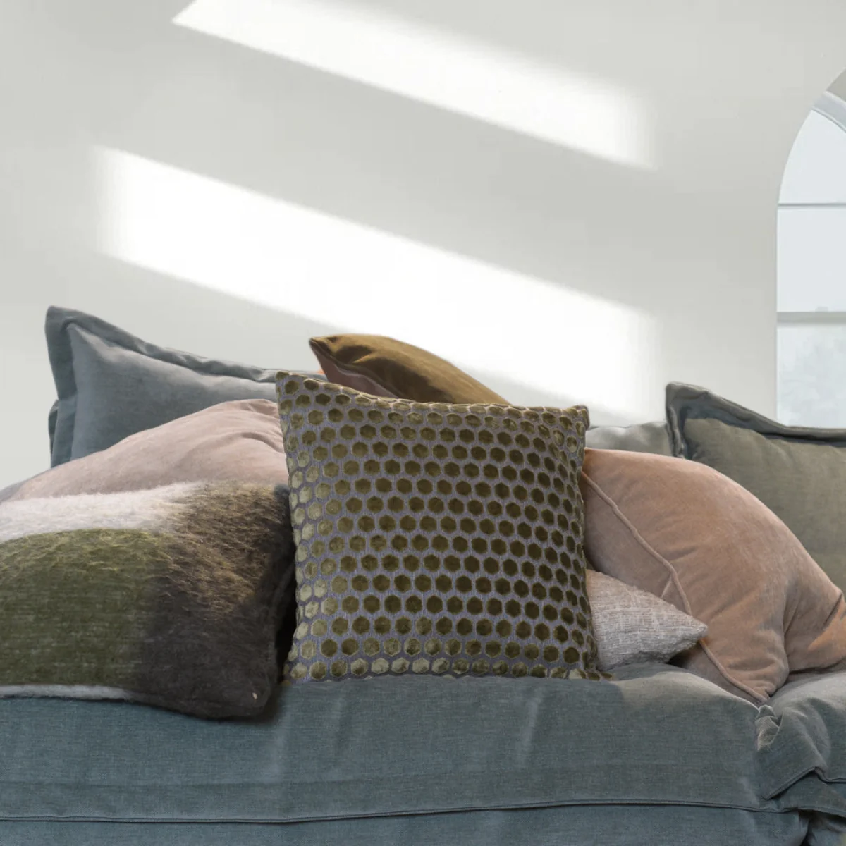 Hex Cut Cushion, Green – image 1