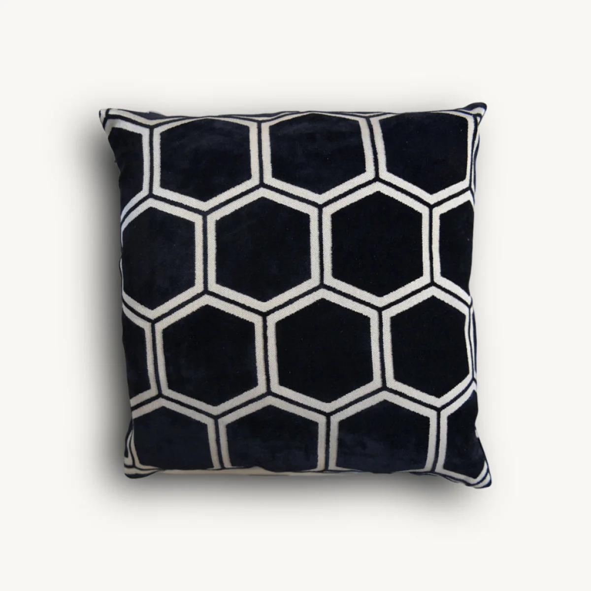 Ivory Hexagon Cushion, Black – image 3