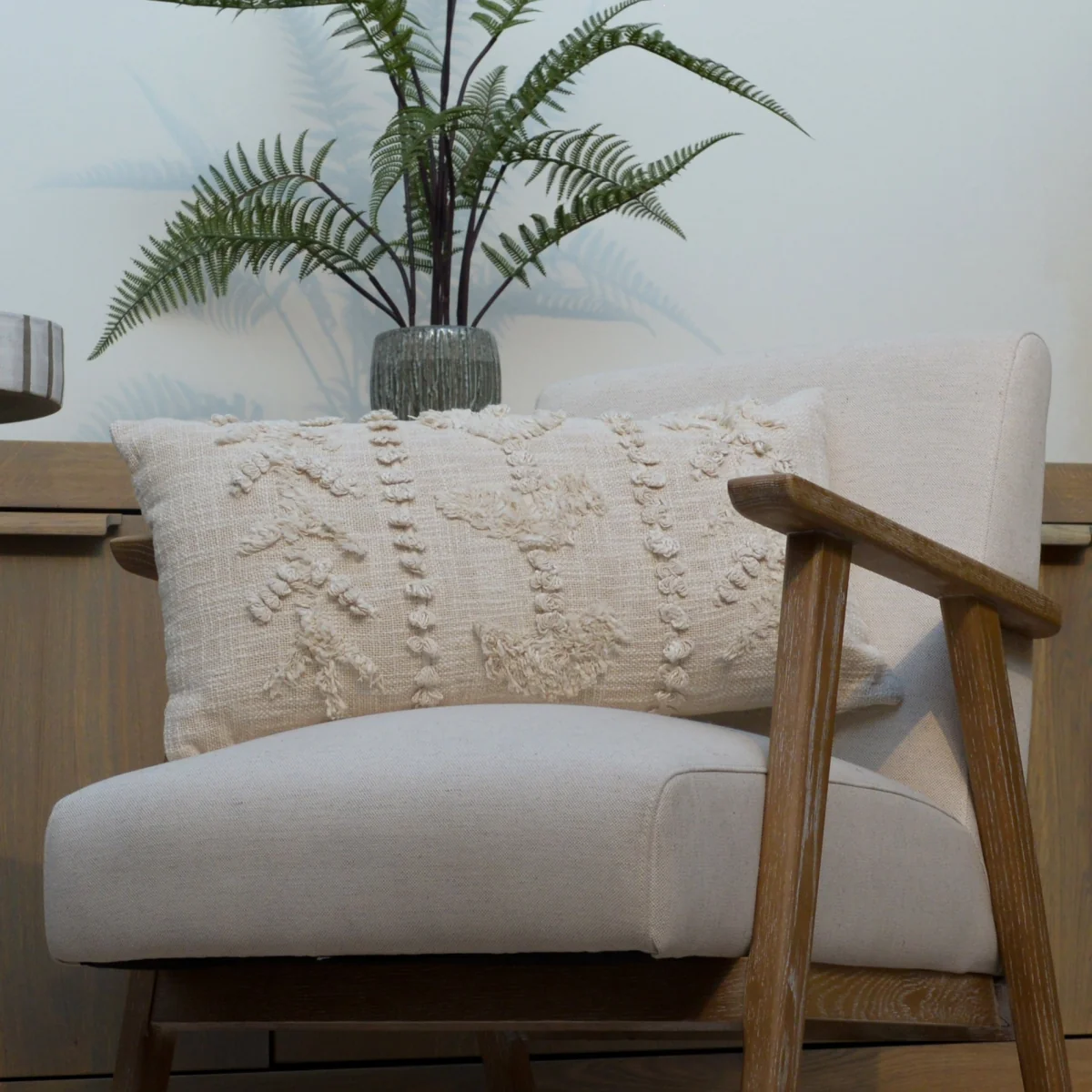 Cream Woven Bolster Cushion – image 2