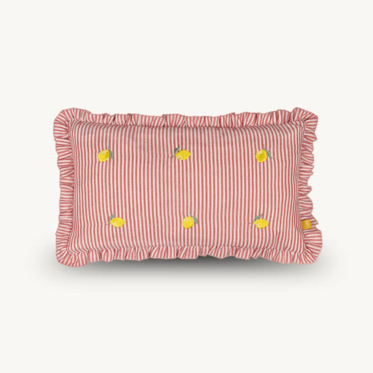 Luna Embroidered Ruffle Cushion, Yellow – image 2