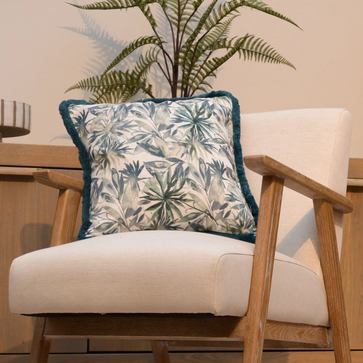 Teal Floral Cushion – image 2