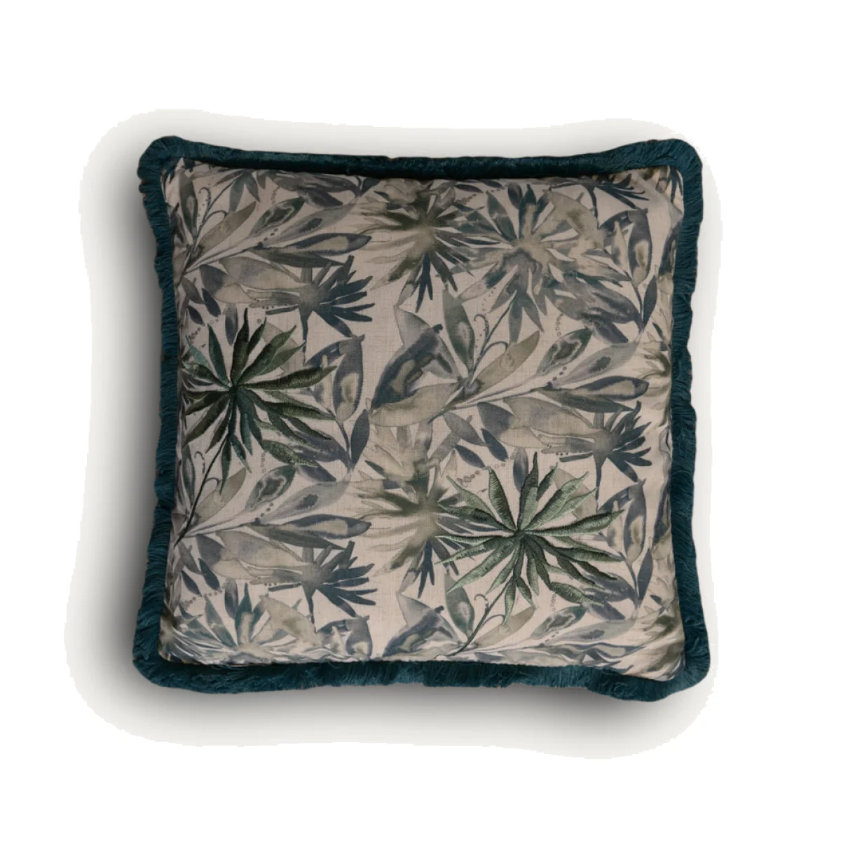 Teal Floral Cushion – image 1