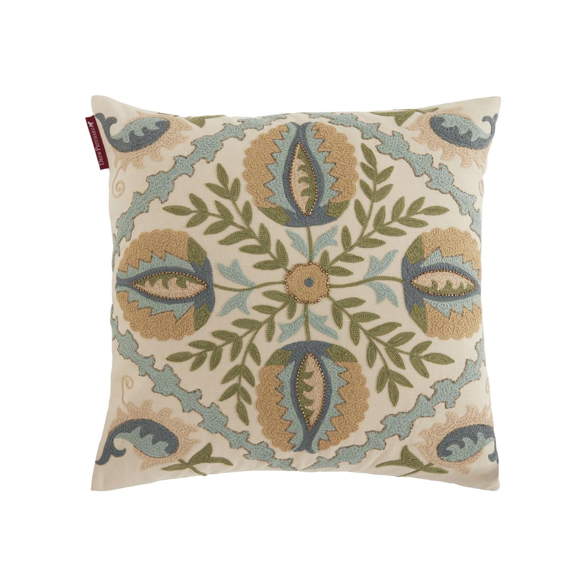 Drew Pritchard Embroided Chinosiere Cushion, Neutral | Drew Pritchard – image 1