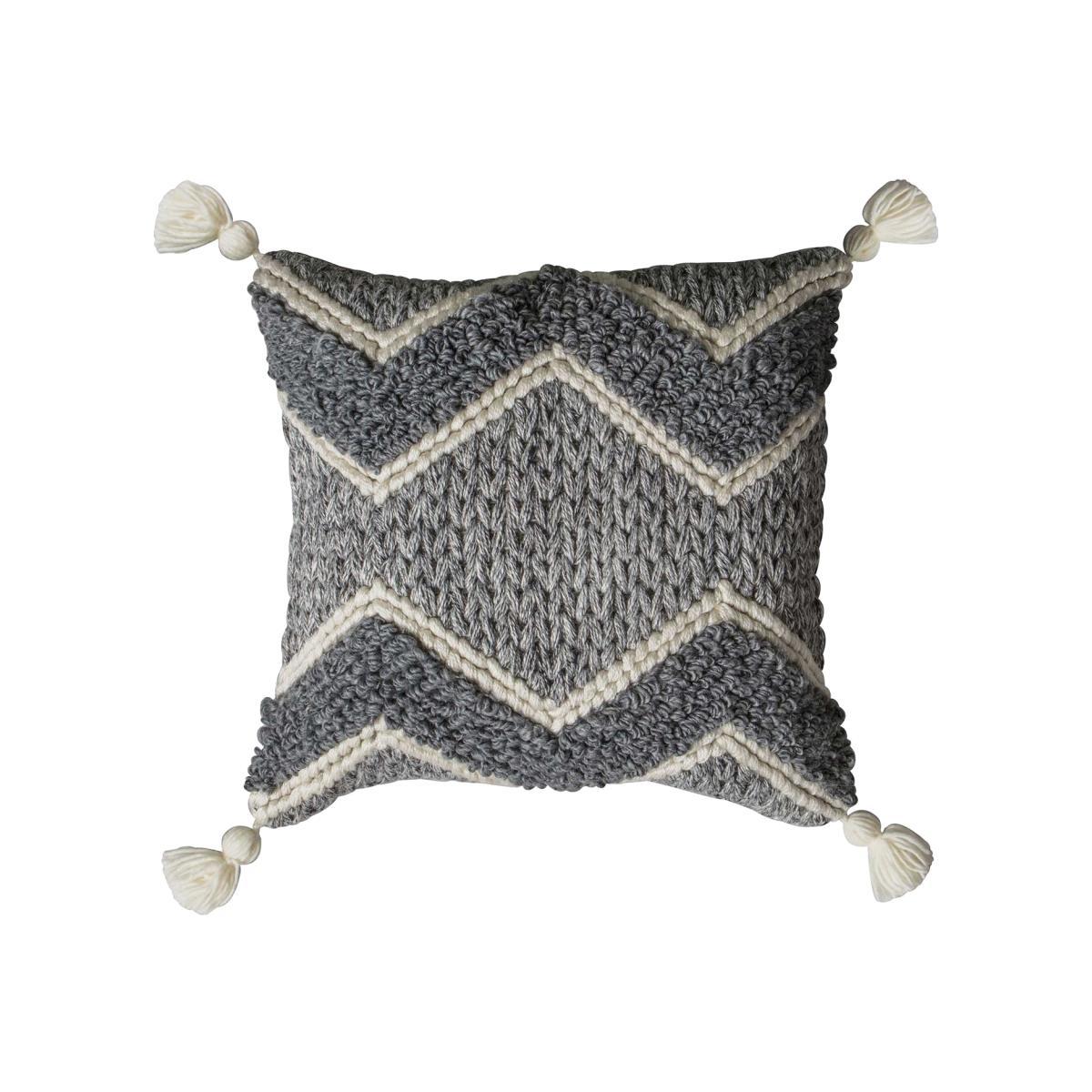 Grey Knitted Cushion