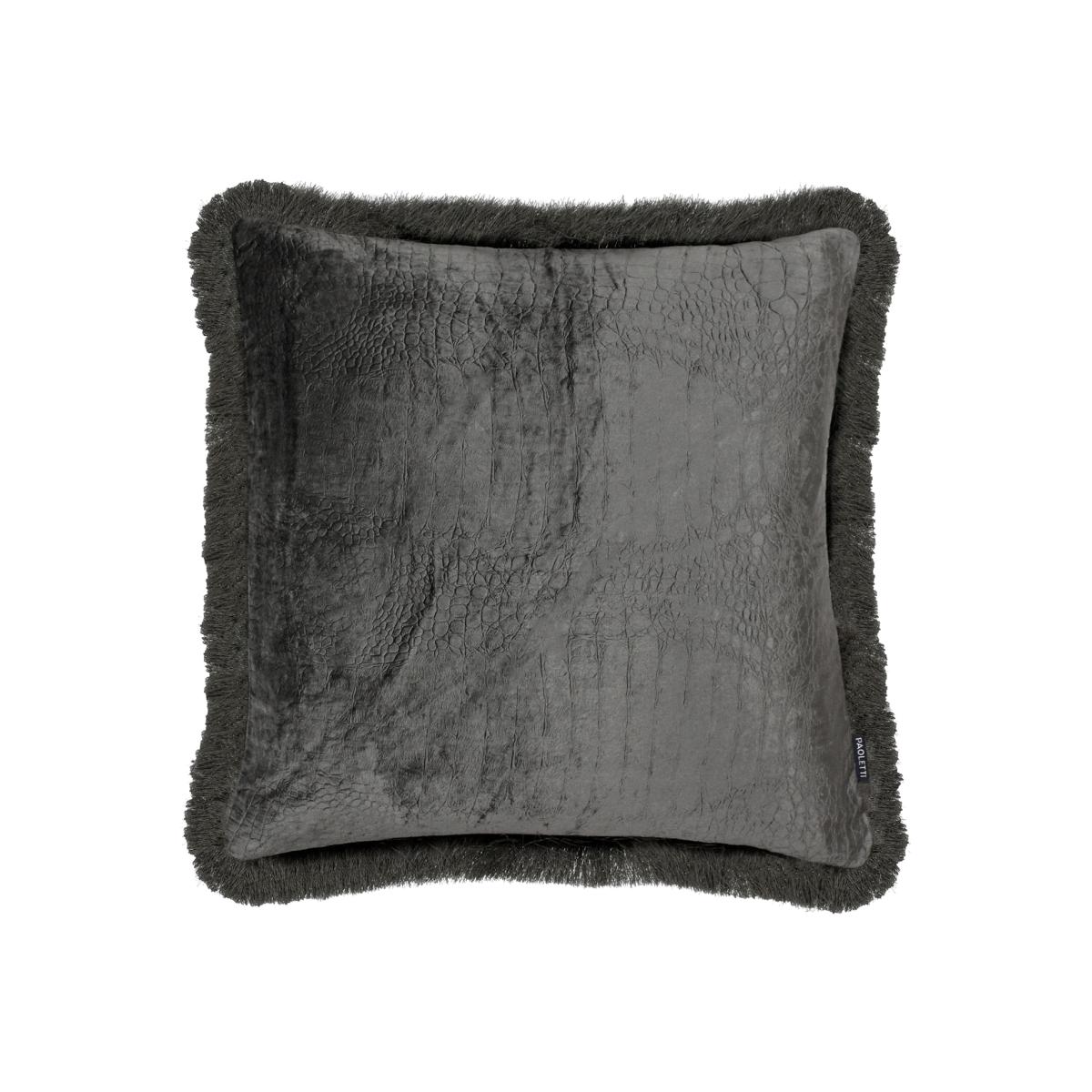 Taupe Fringed Croc Cushion | Barker & Stonehouse