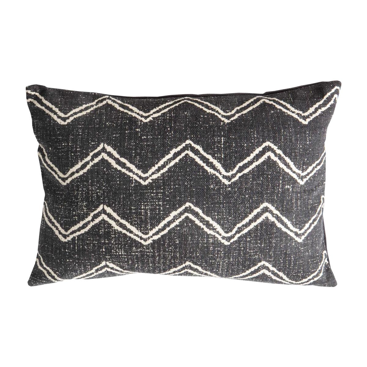 Charcoal Zig Zag Cushion, Grey Cotton | Barker & Stonehouse
