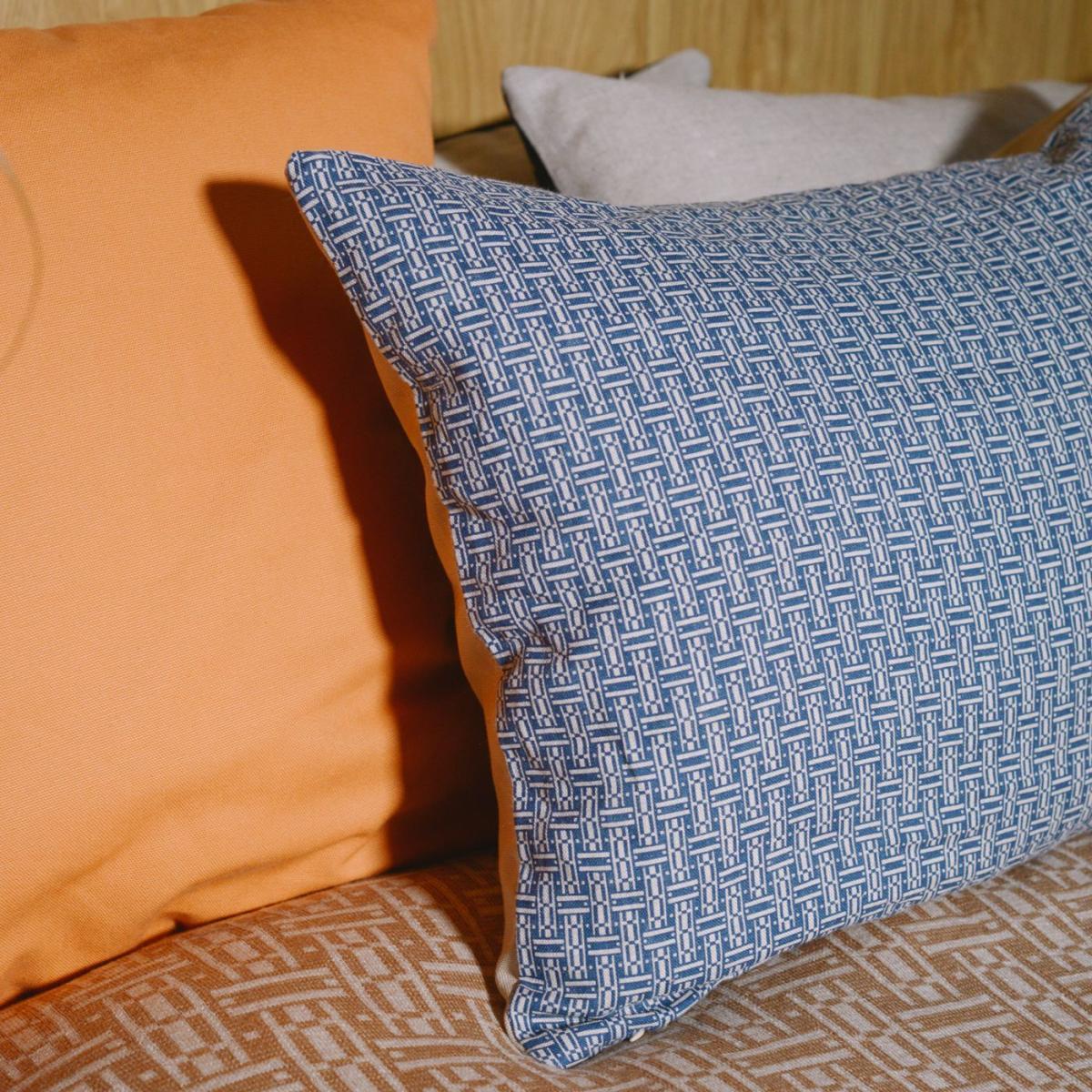 Blue Parquet Bolster Cushion – image 2