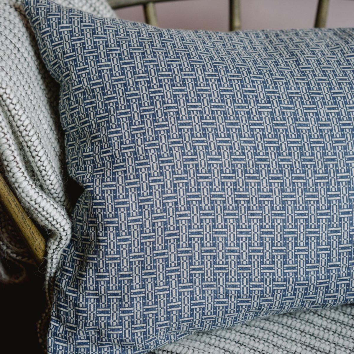Blue Parquet Bolster Cushion – image 4