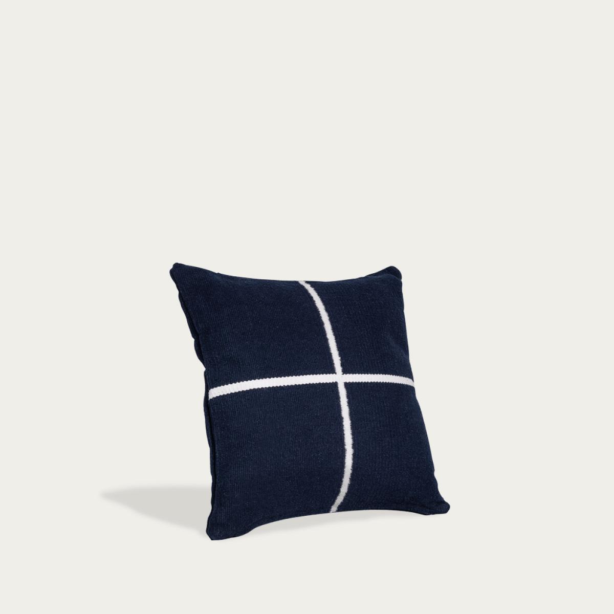 Navy Blue and Ivory Jamakhan Cross Handwoven Cushion – image 1