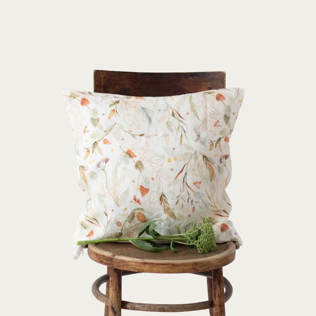 Leaves Washed Linen Cushion Cover – image 2