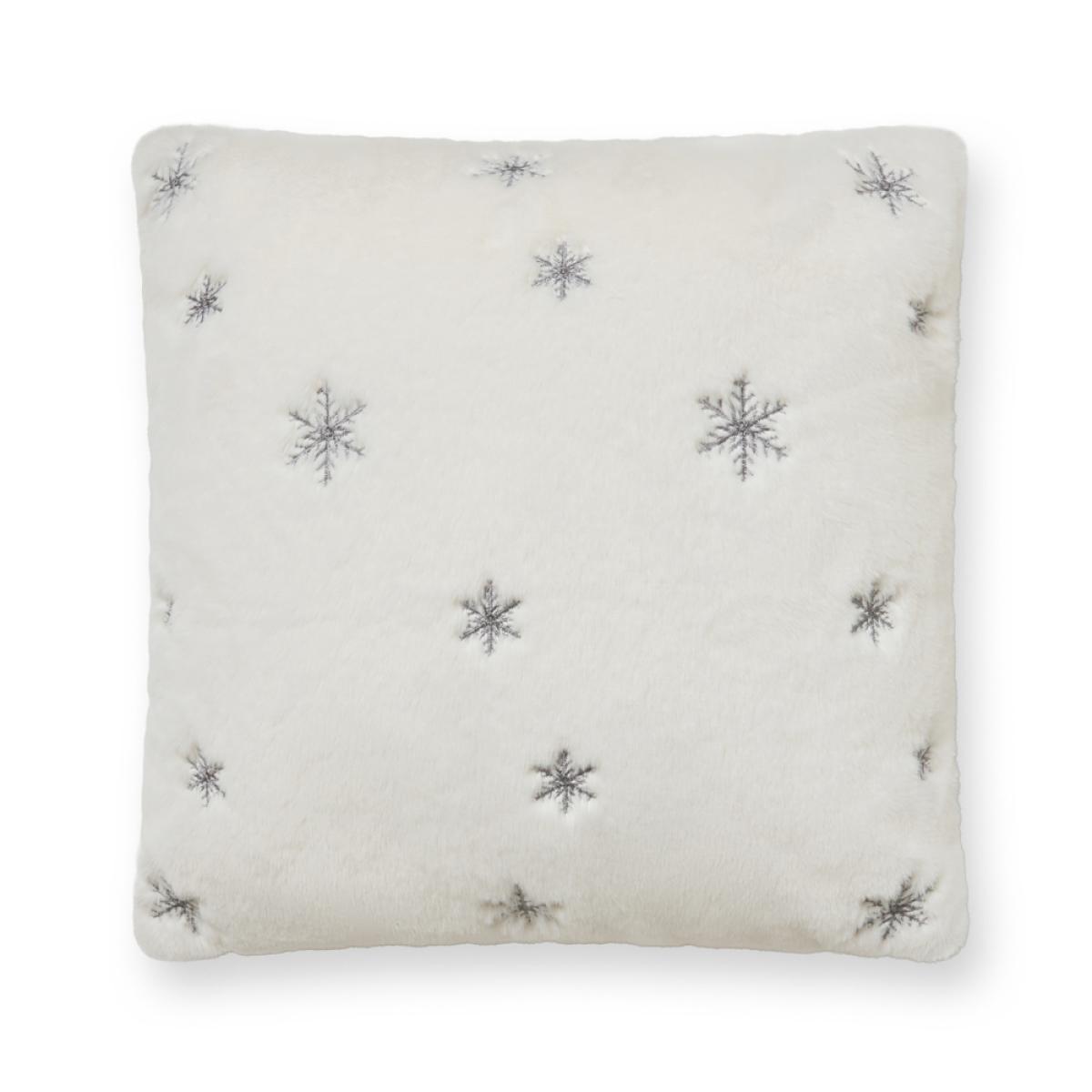 Christmas Sparkling Snowflakes Cushion, White – image 2