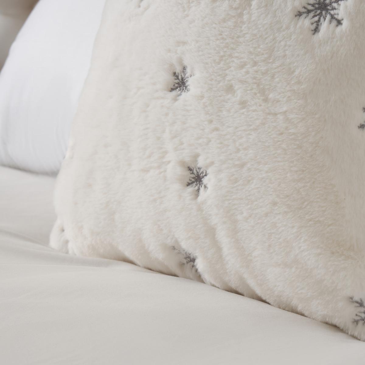 Christmas Sparkling Snowflakes Cushion, White – image 3