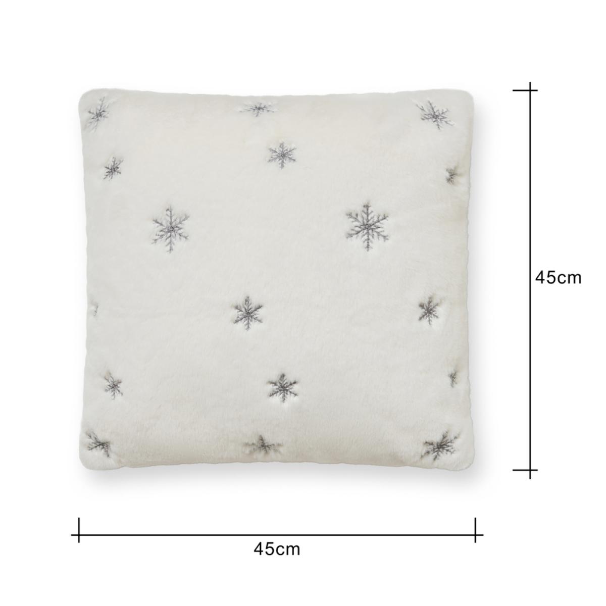 Christmas Sparkling Snowflakes Cushion, White – image 5