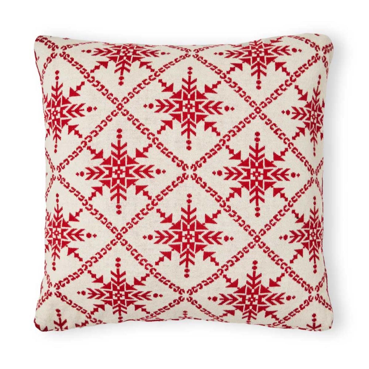 Christmas Traditional Snow Flake Reversible Cushion, Red – image 5