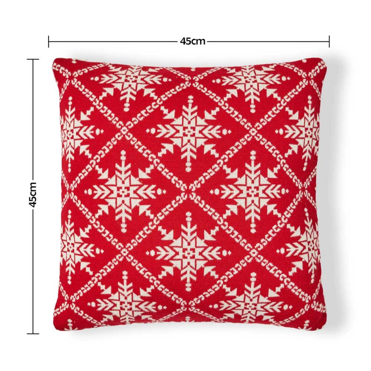 Christmas Traditional Snow Flake Reversible Cushion, Red – image 6
