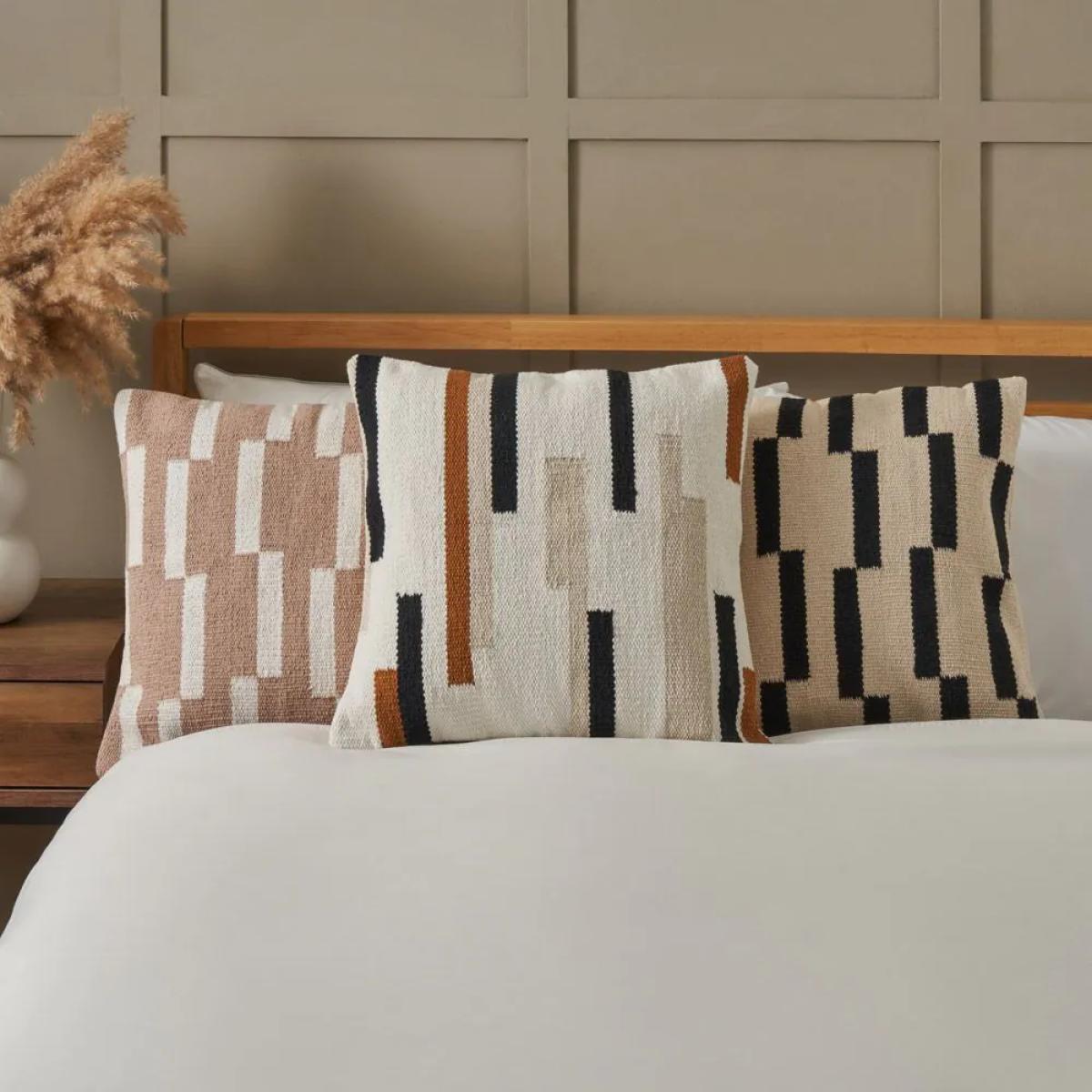 Woven Stripe Cushion, Multi Coloured – image 5