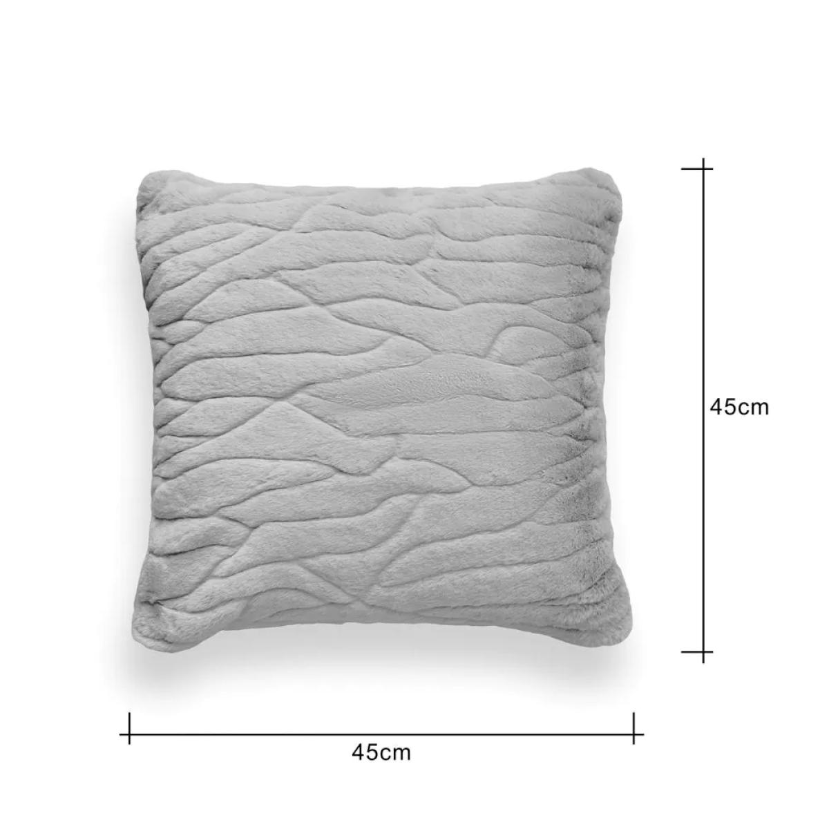 Bergen Embossed Faux Fur Cushion, Grey – image 4